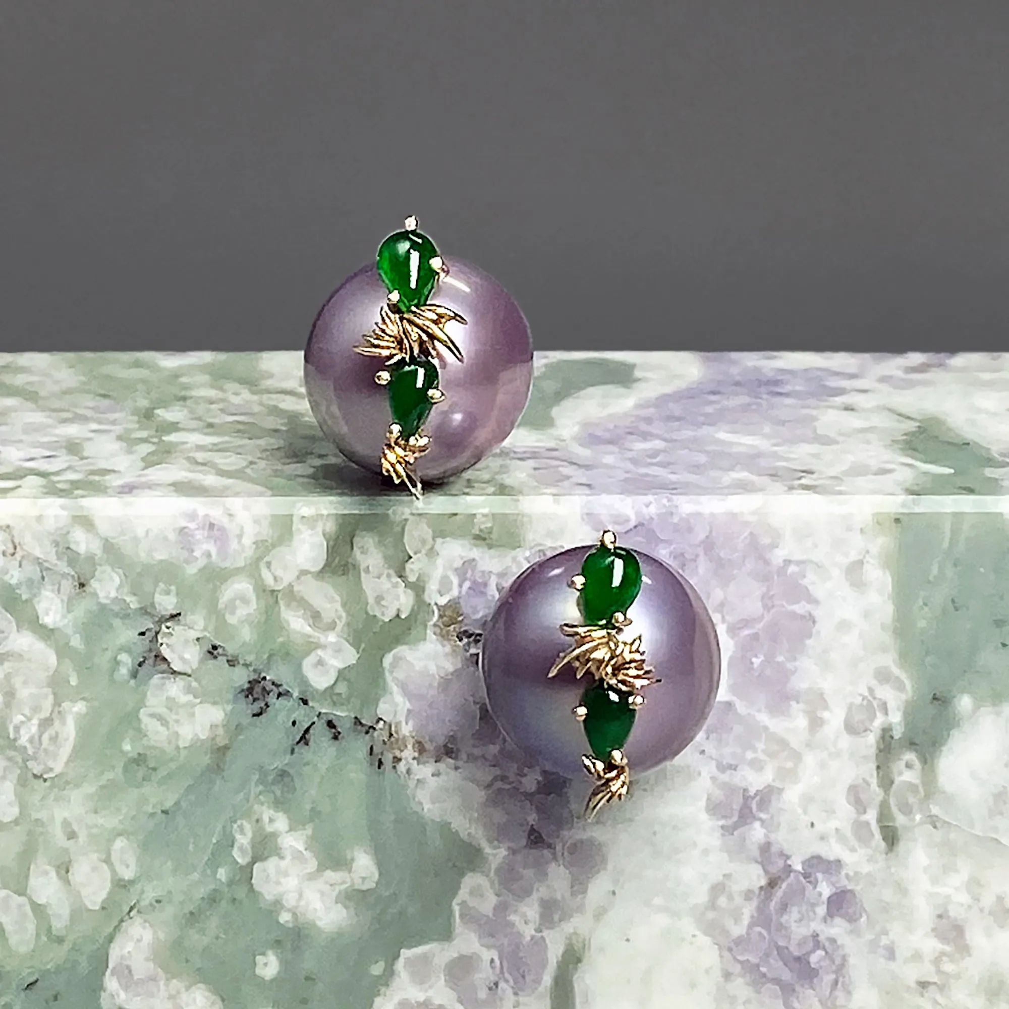 ANSWER B. by Bianca Chong -Lavender Pearl and Jade Earrings