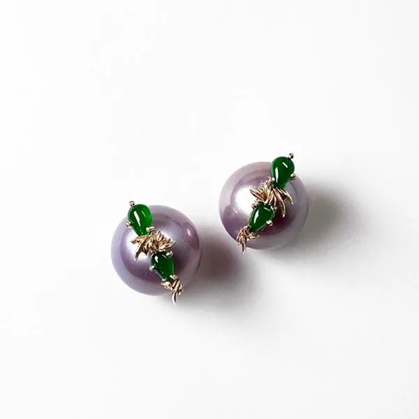 ANSWER B. by Bianca Chong -Lavender Pearl and Jade Earrings