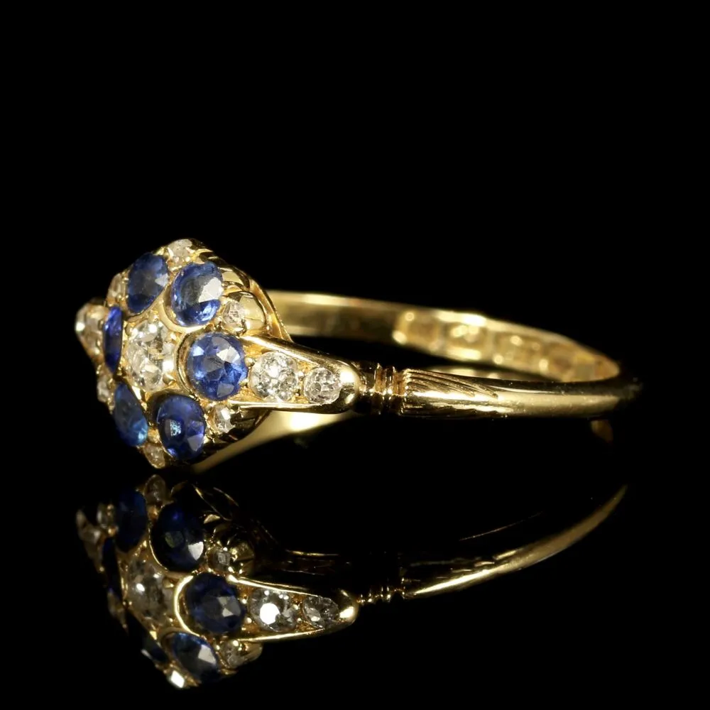 Antique Edwardian Sapphire Diamond Ring 18Ct Dated 1911