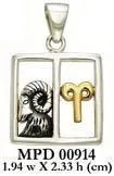 Aries Zodiac Symbol Silver and 14K Gold Accent Pendant MPD914