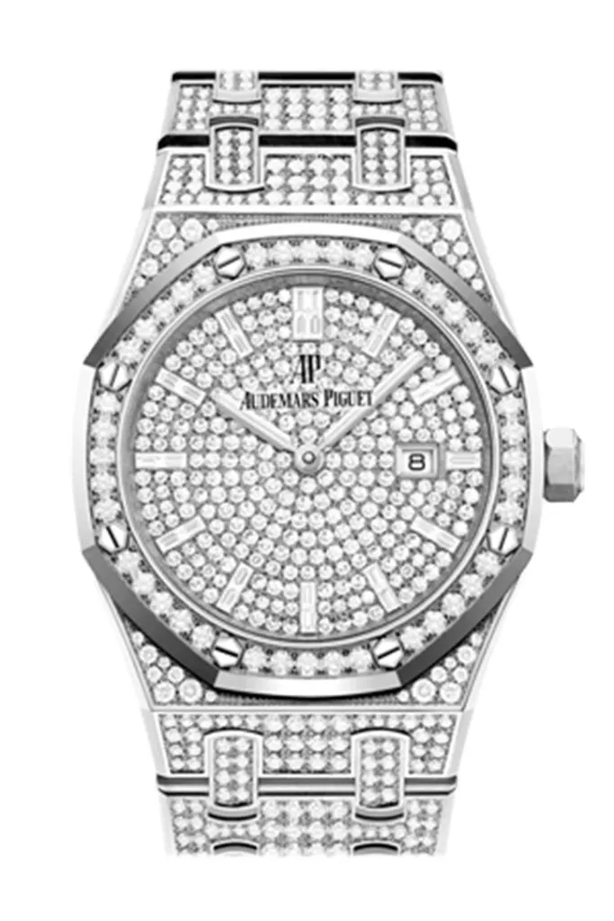 Audemars Piguet Royal Oak 33 Quartz Diamond Dial White Gold Pave Diamond Bracelet White Gold Watch 67652BC.ZZ.1265BC.01