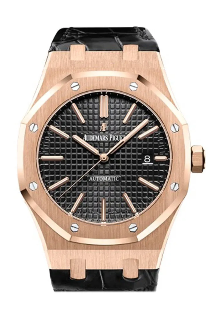 Audemars Piguet Royal Oak 41mm Black dial Pink Gold Black Alligator Strap Watche 15400OR.OO.D002CR.01 DCM