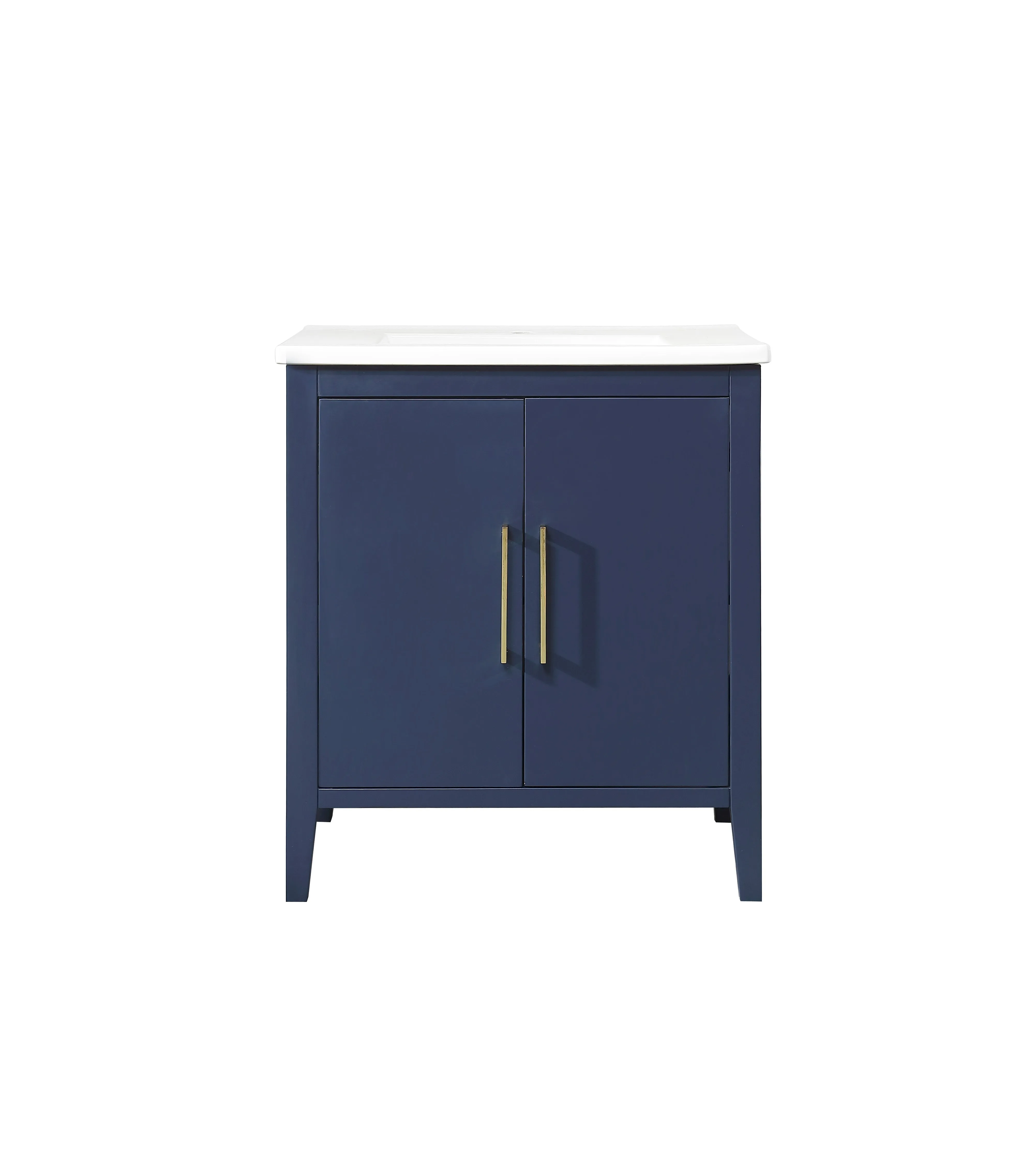 Aura - 30"  Navy Blue, Floor Standing Modern Bathroom Vanity with White Quartz Countertop, Brushed Gold Handles.***PICK UP ONLY ***