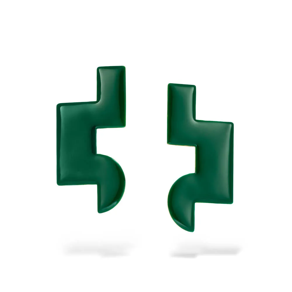 Bau slices - earrings with enamel - green