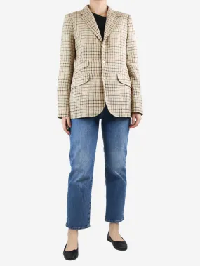 Beige checkered blazer - size UK 14