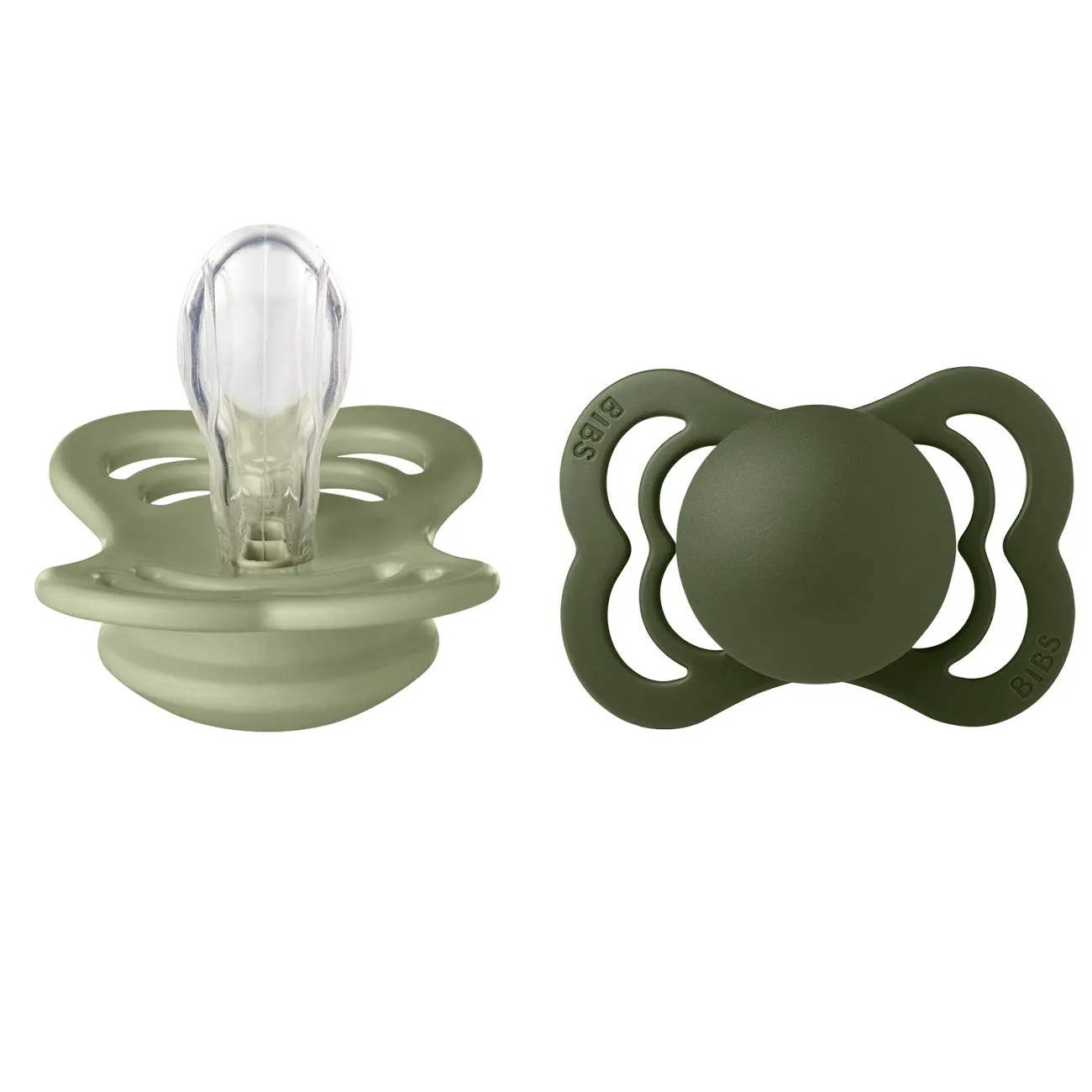 Bibs Supreme Silicone Pacifier 2-pack Symmetrical Hunter Green/Sage