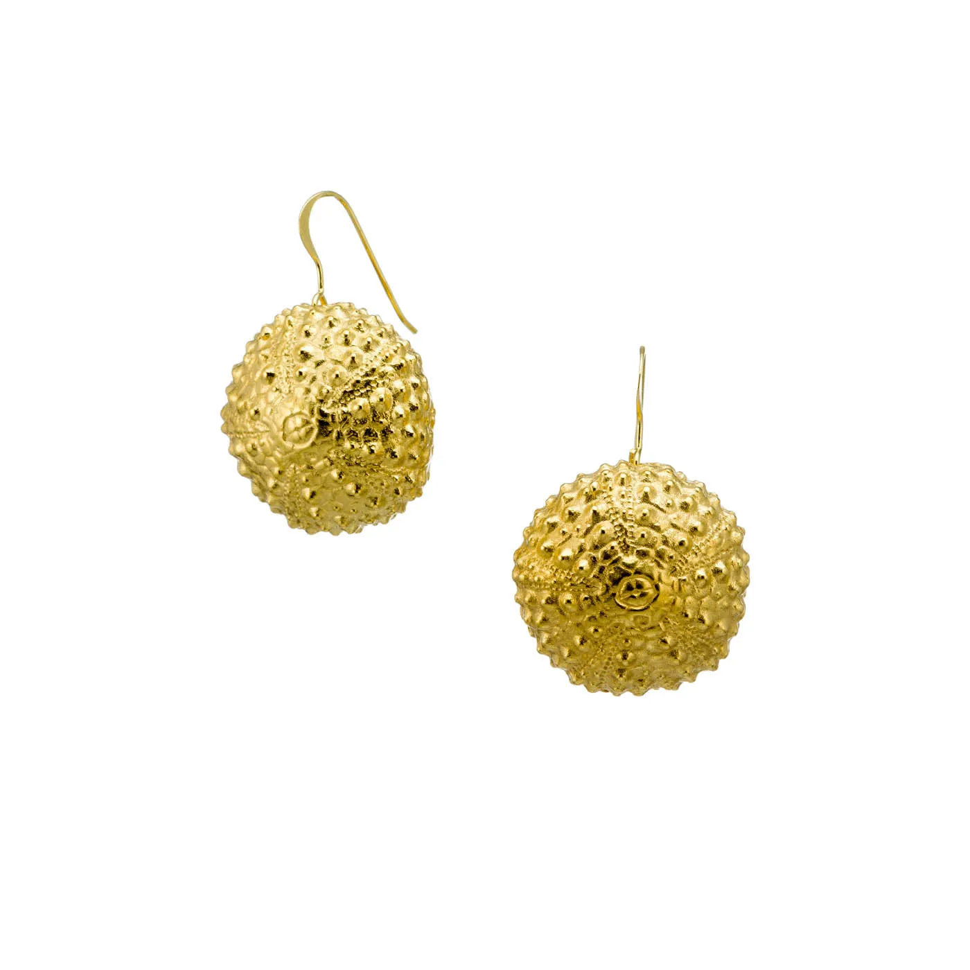 Big urchin - dangly earrings - brass - gold plated