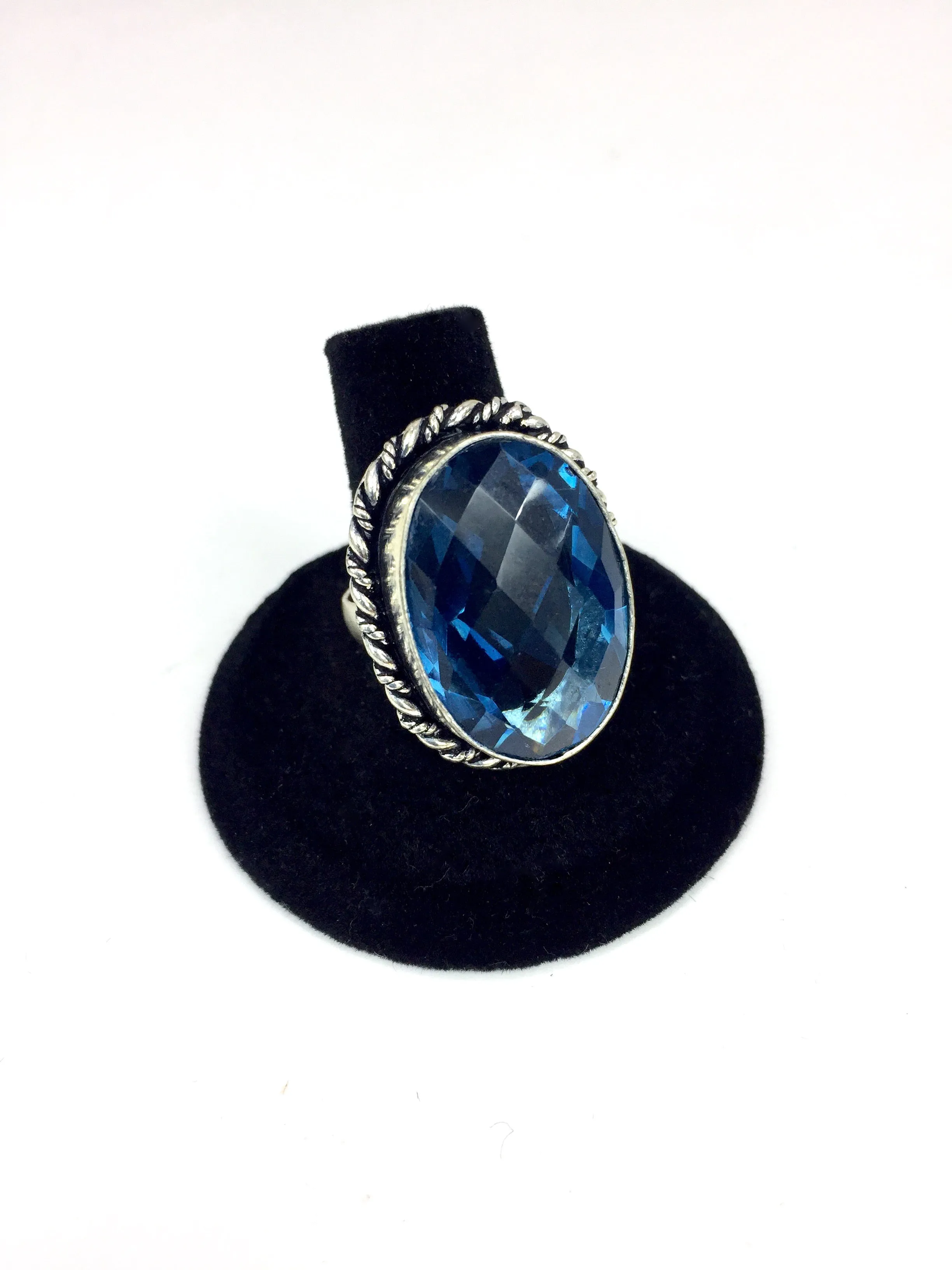 Blue Faceted Ring