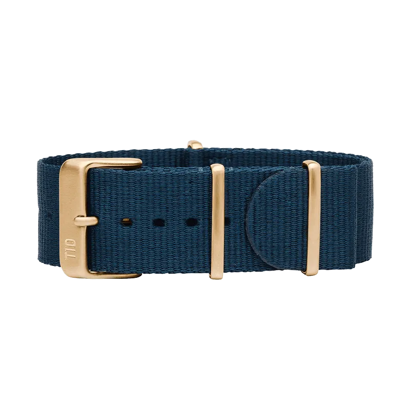 Blue Nylon Strap with Black / Steel / Gold Buckle