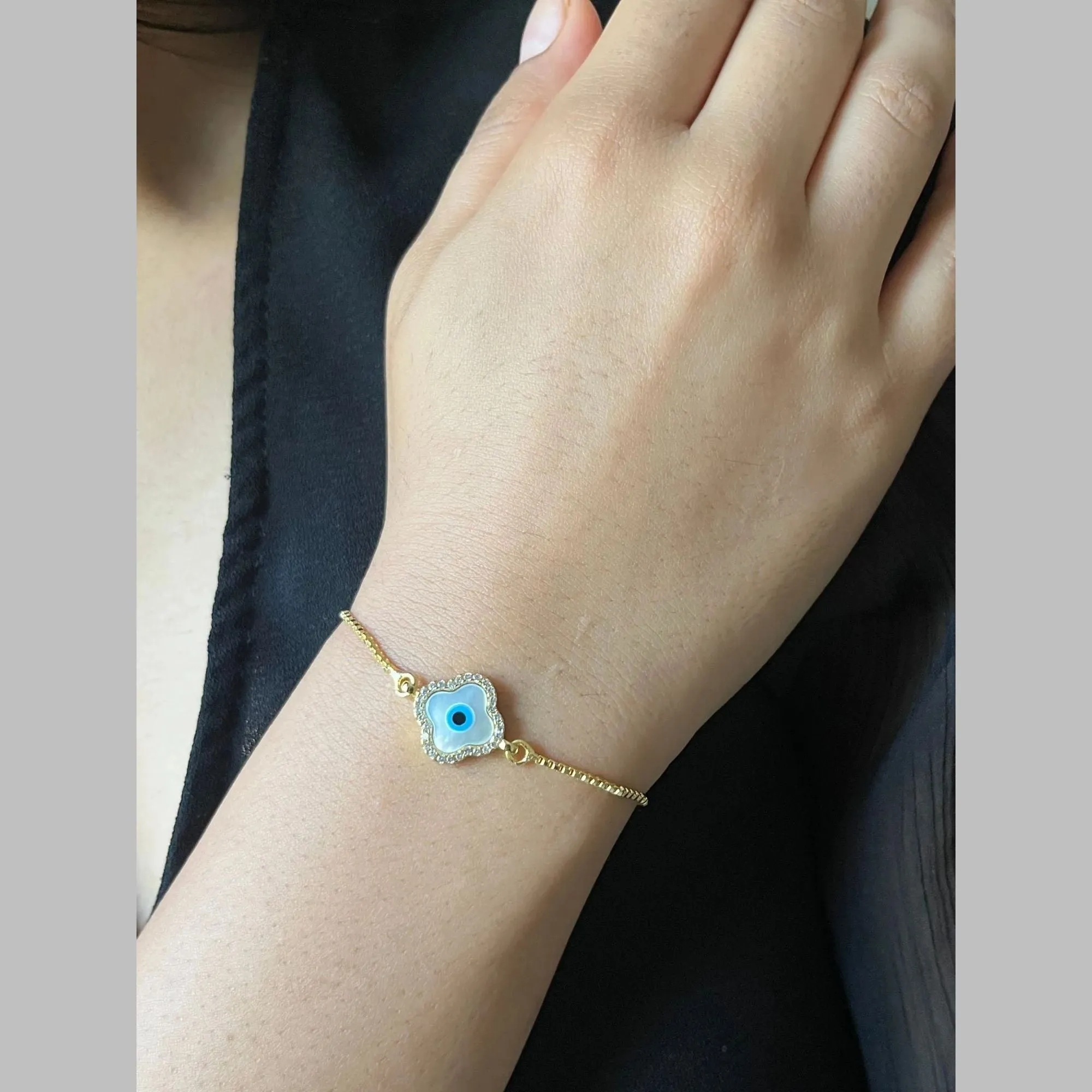 Blue Slider Turkish Evil Eye Bracelet For Women