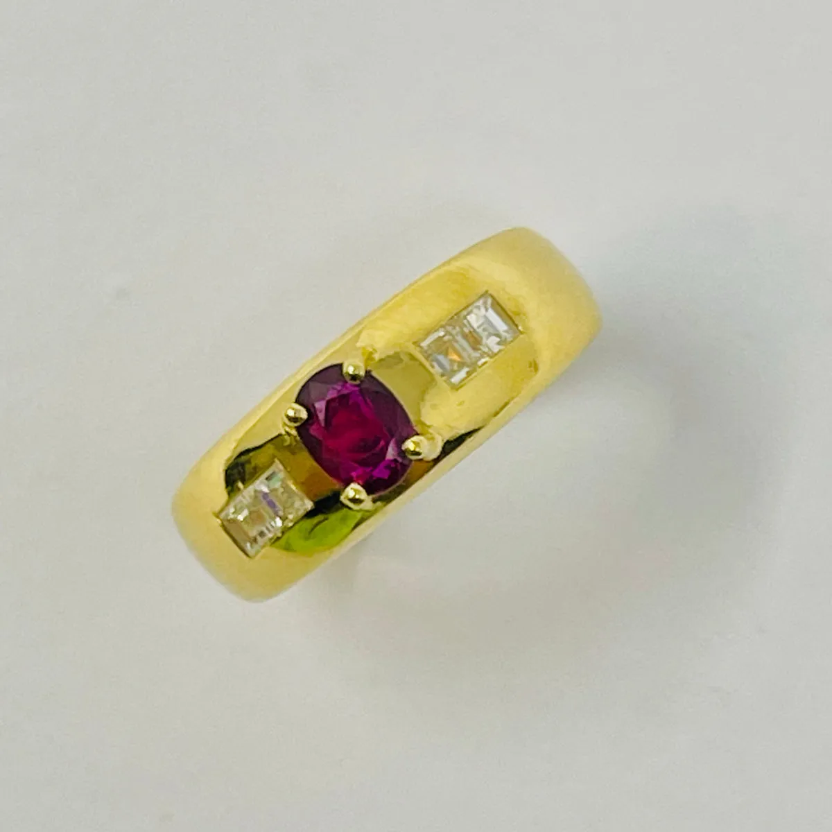 Bossard 18K Gold Ring with 0.5ct Ruby and 0.5ct Diamond