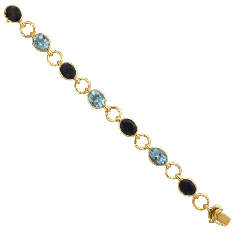 BRACELET- BLUE TOPAZ AND IOLITE IN 18K GOLD