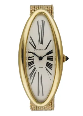 Cartier Baignoire Allongee W1507451 "Maxi Oval" 18K Yellow Gold Rare Man's Watch