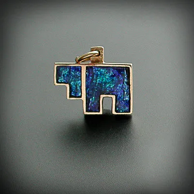 Chai pendant geometric shape in gold/silver and enamel