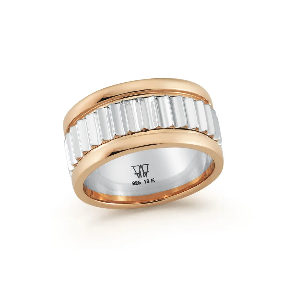 CLIVE TWO TONE 10MM FLUTED BAND RING