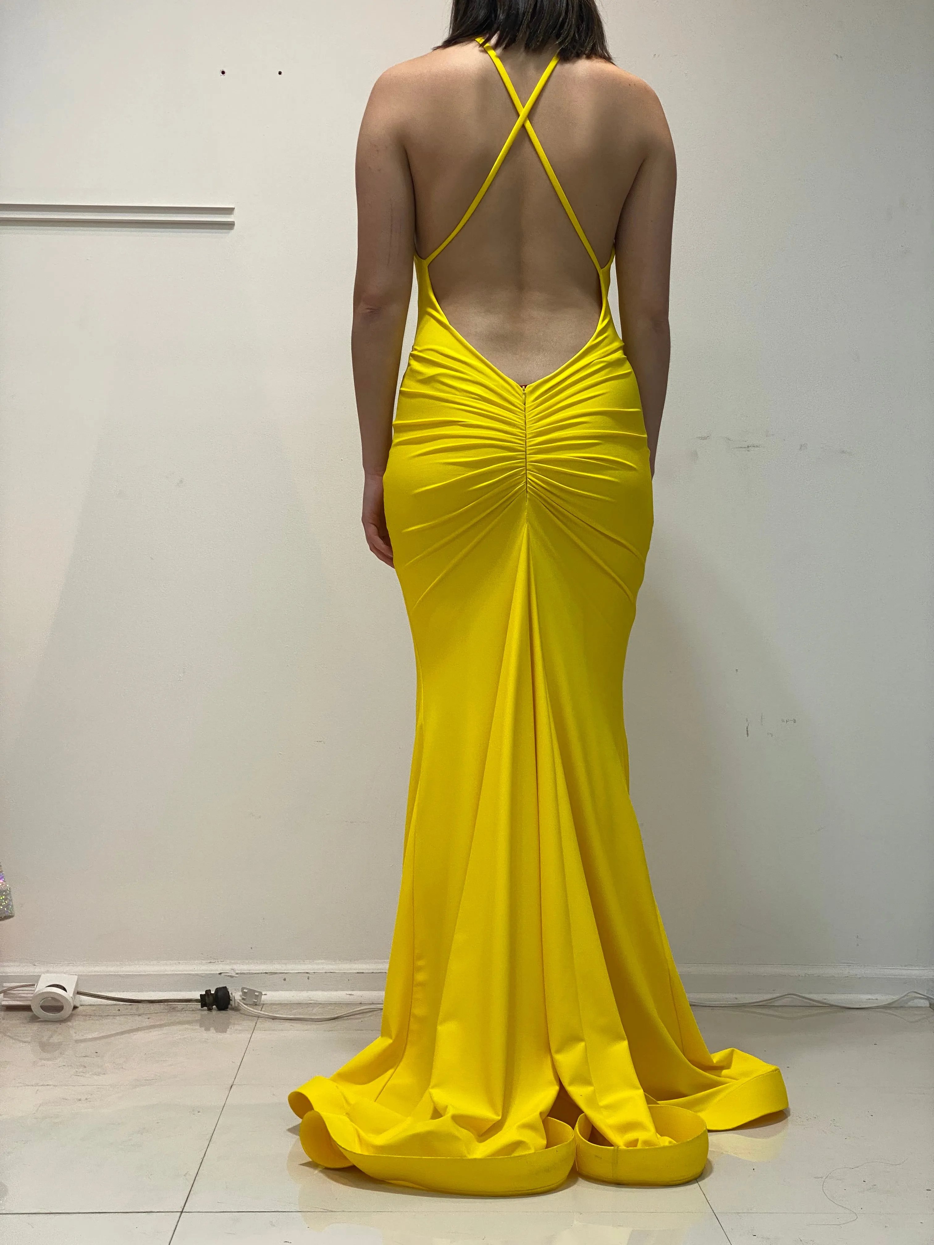 Cross Back Ruched Gown