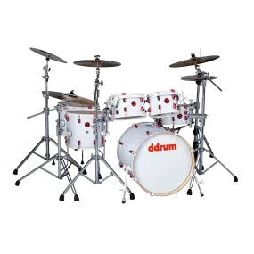 ddrum All Birch Drum Set Shell Pack - White Wrap 6 pc Complete 3 Box