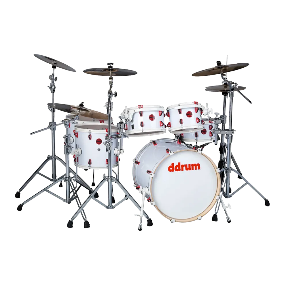 ddrum All Birch Drum Set Shell Pack - White Wrap 6 pc Complete 3 Box