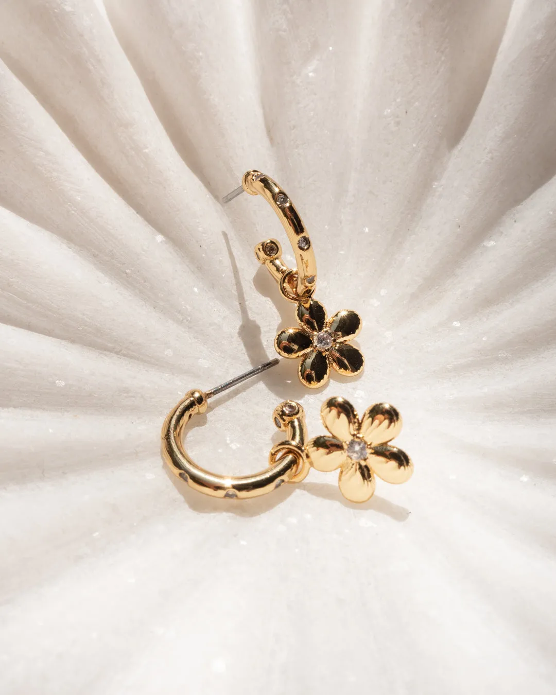 Diamonte Daisy Hoops- Gold