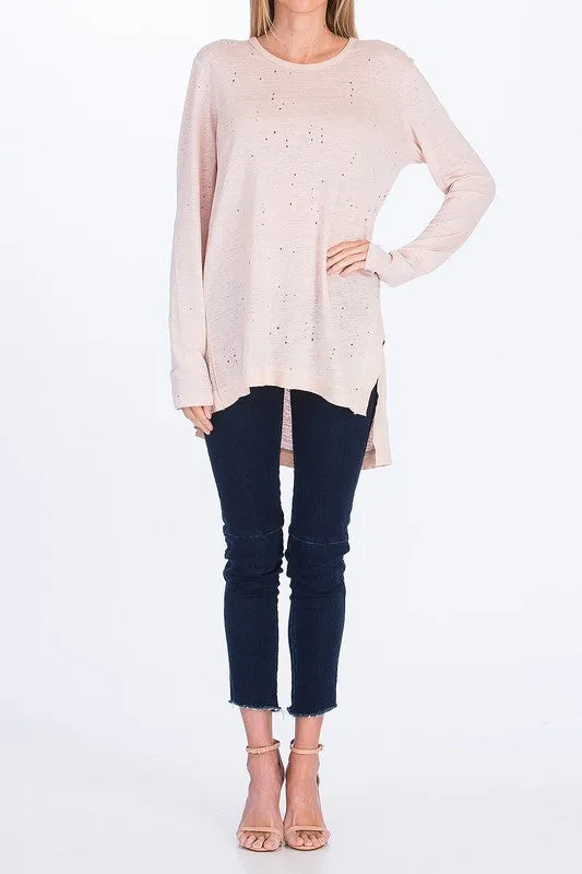 DISTRESSED ASYMMETRICAL TEE