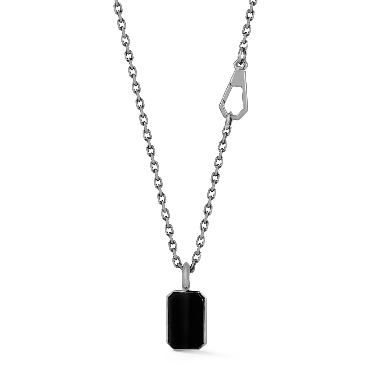 DORA STERLING SILVER, BLACK RHODIUM AND BLACK SPINEL TABLET PENDANT