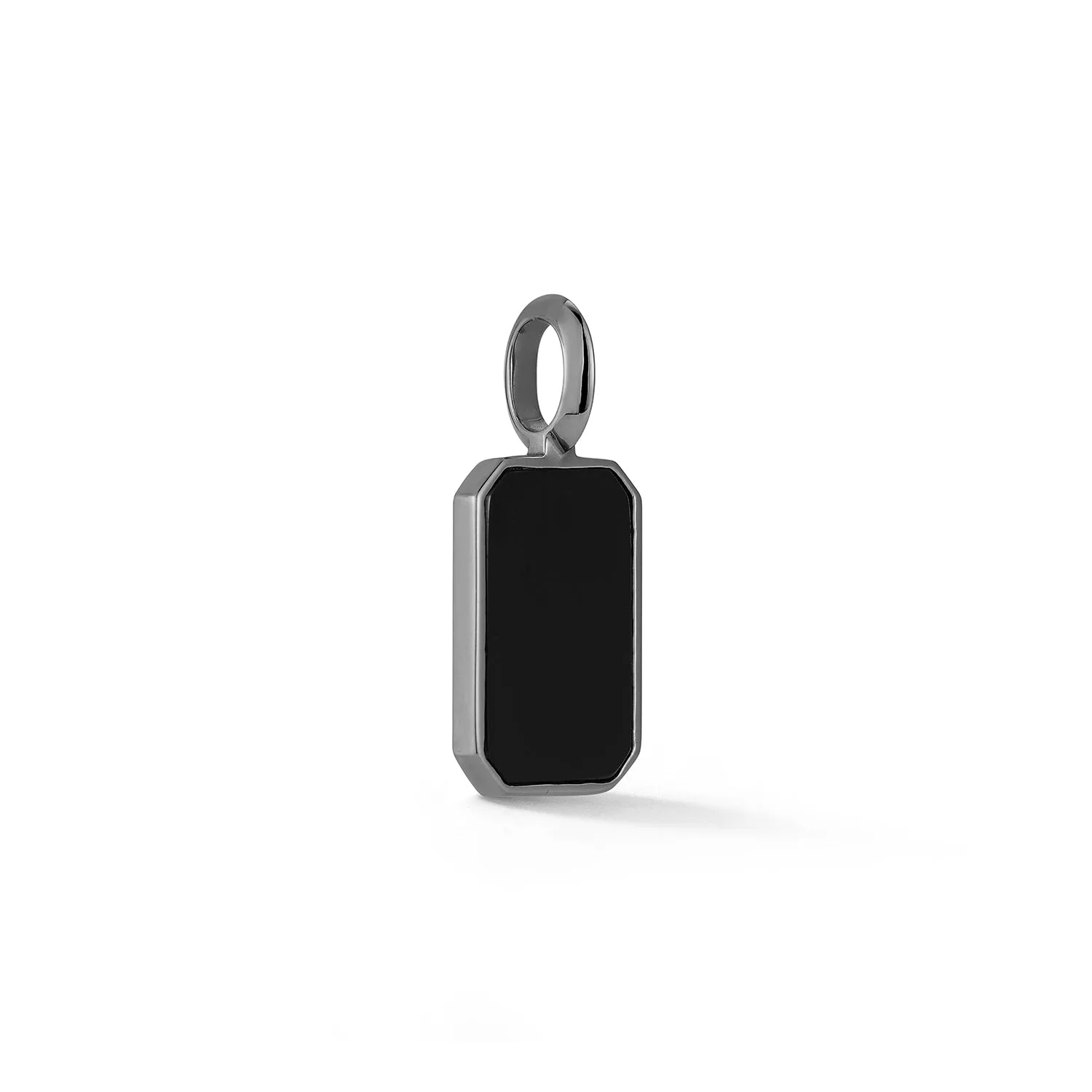 DORA STERLING SILVER, BLACK RHODIUM AND BLACK SPINEL TABLET PENDANT