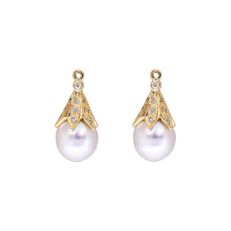 Drops - White South Sea Pearl and Diamond in 18K Gold