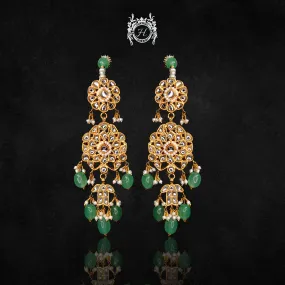 Earrings in Kundan, Jade and Pearls