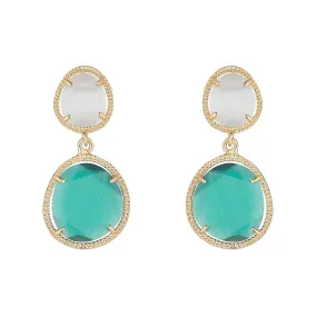 Emerald Green Glass Double Drop Earrings