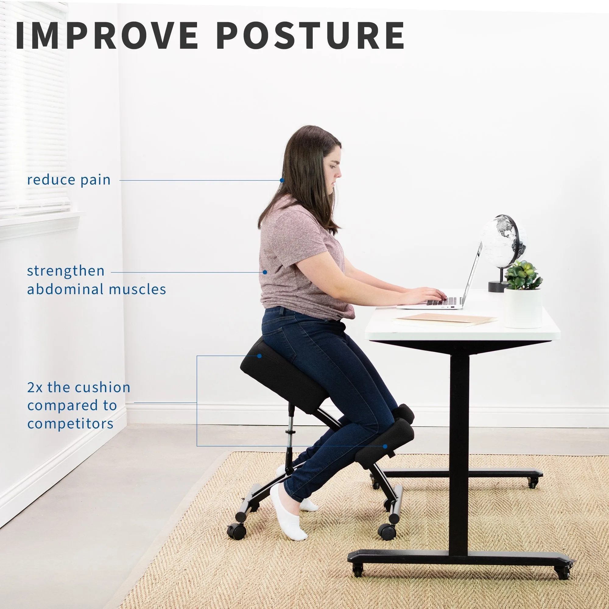 Ergonomic Adjustable Chair with Wheels