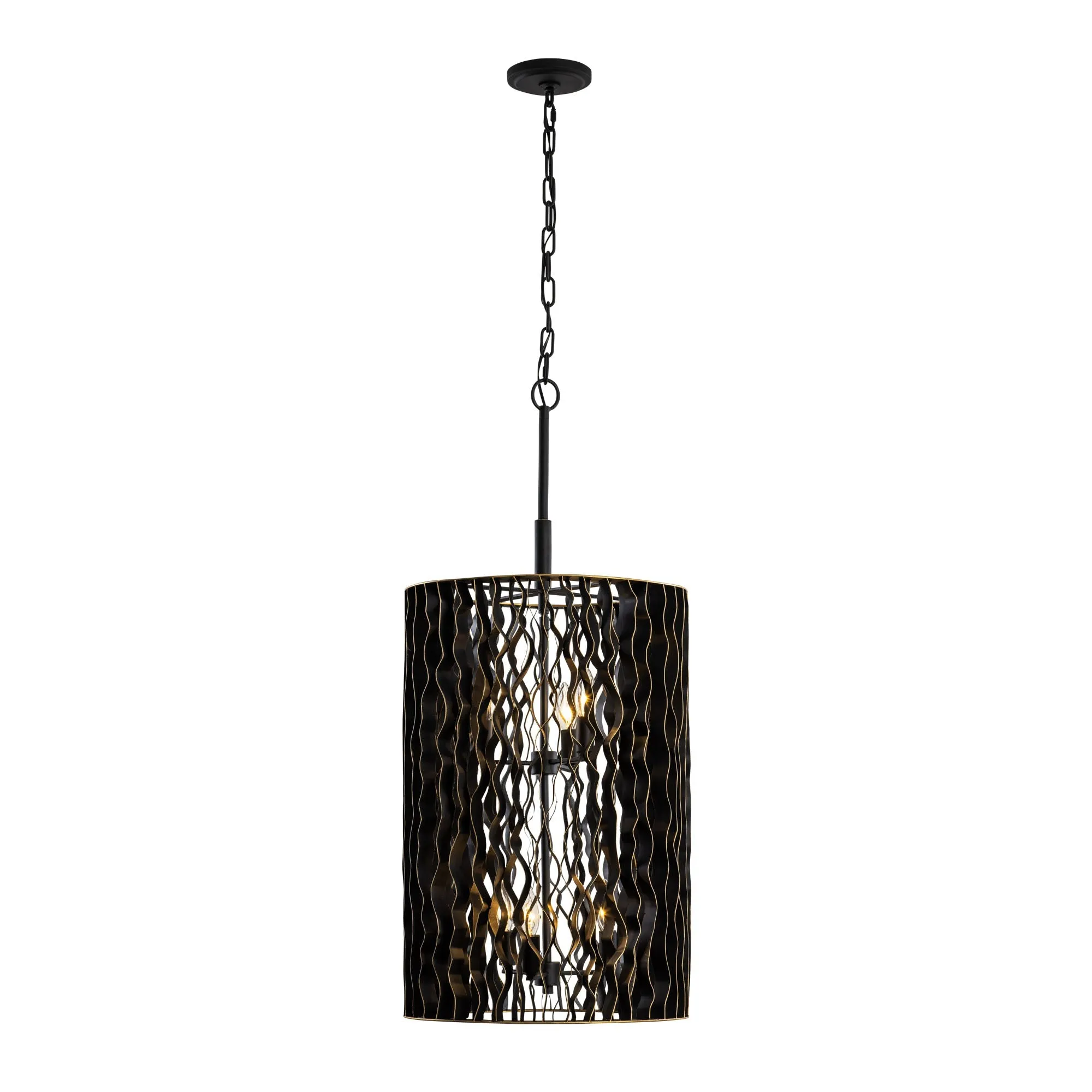 Estela 380F06MBFG 6-Light Foyer Pendant Light - Matte Black/French Gold