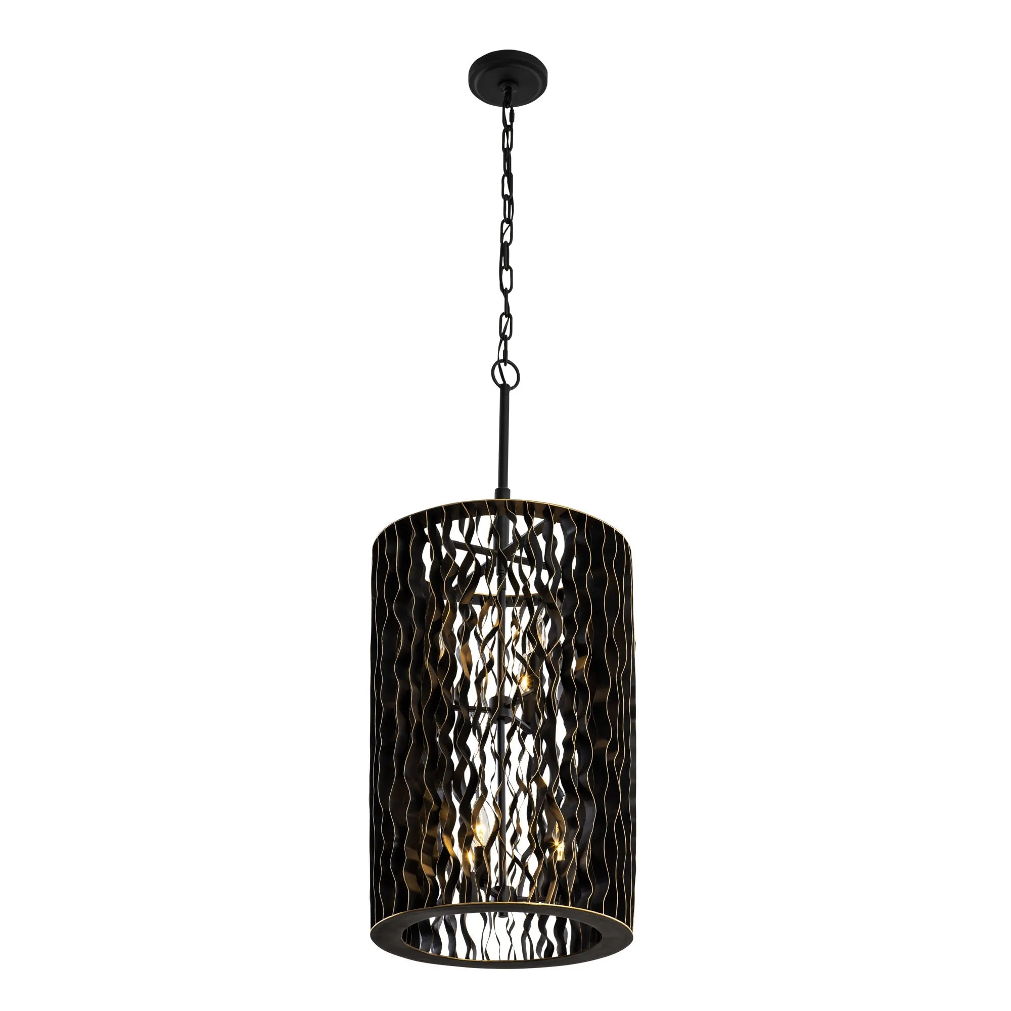 Estela 380F06MBFG 6-Light Foyer Pendant Light - Matte Black/French Gold