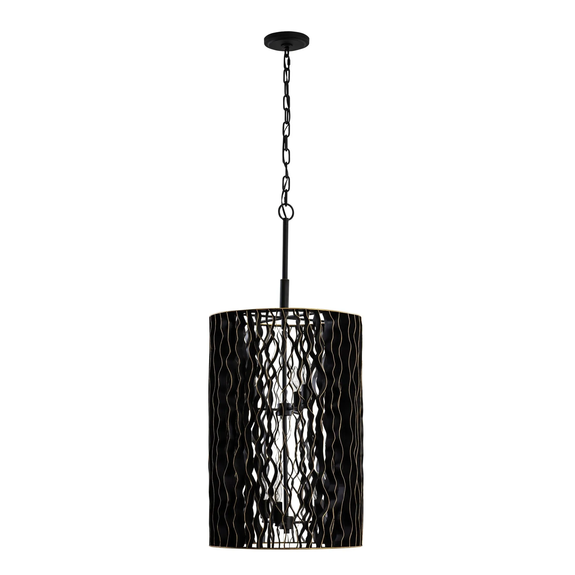 Estela 380F06MBFG 6-Light Foyer Pendant Light - Matte Black/French Gold