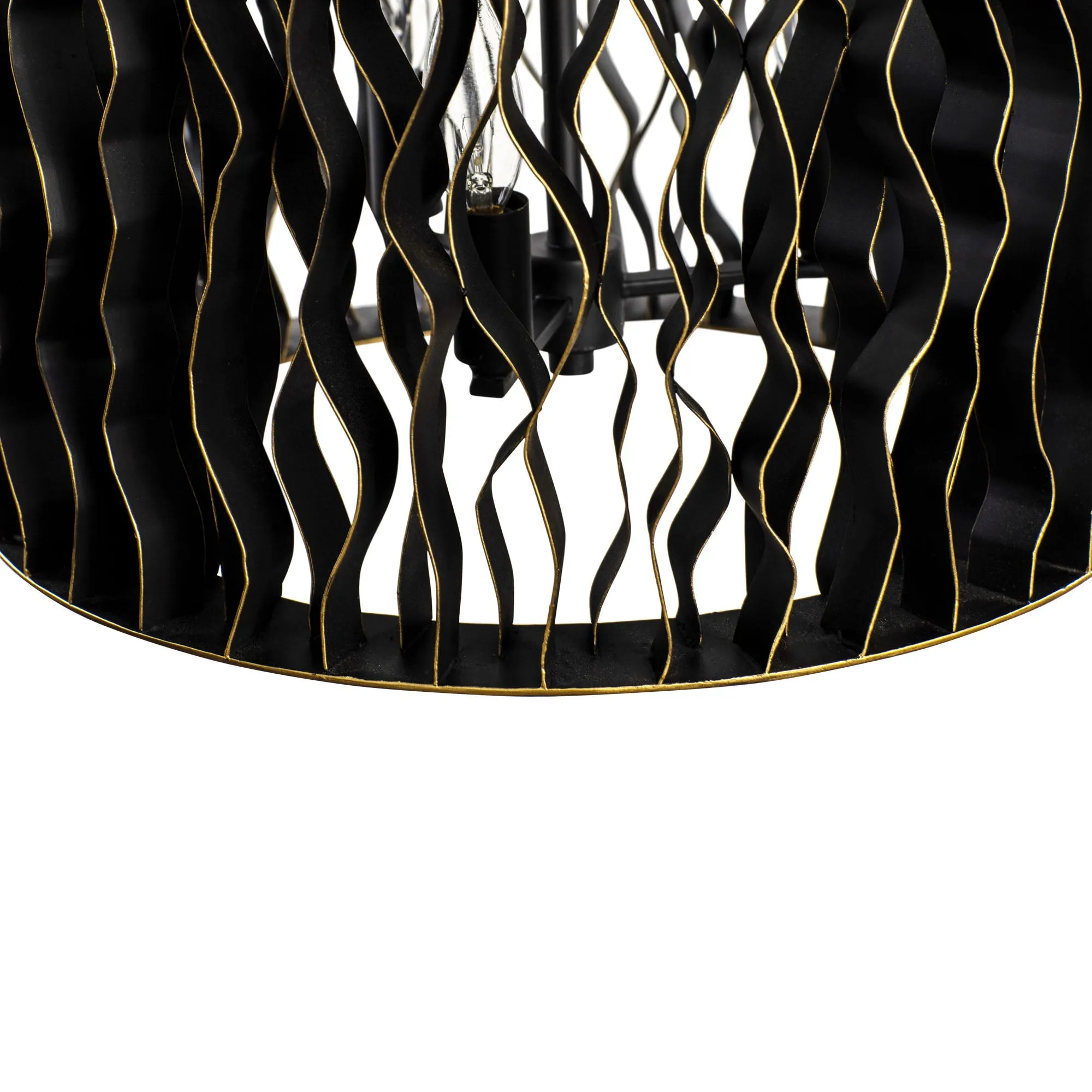 Estela 380F06MBFG 6-Light Foyer Pendant Light - Matte Black/French Gold