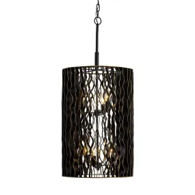 Estela 380F06MBFG 6-Light Foyer Pendant Light - Matte Black/French Gold