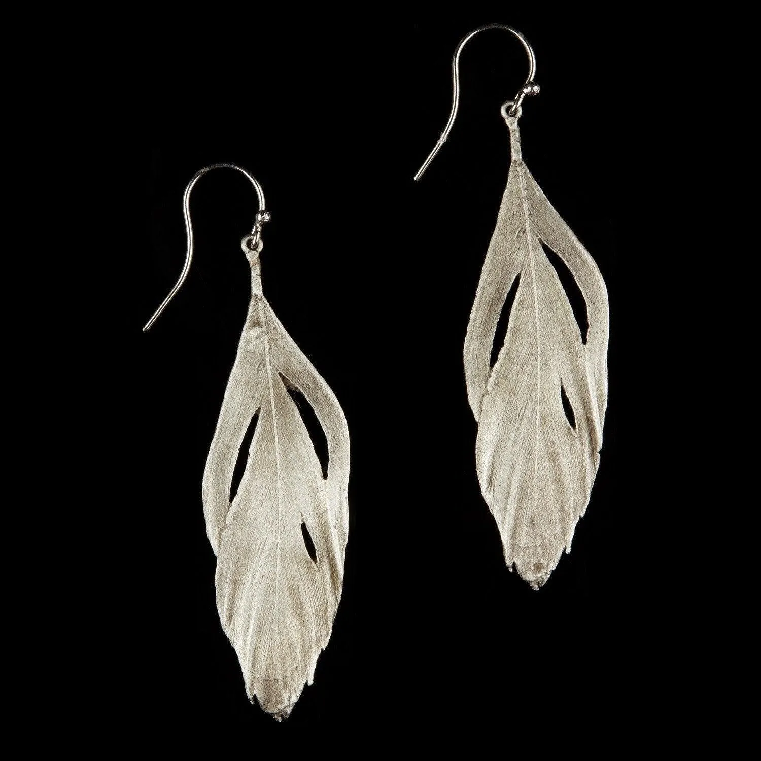 Feather Earring - Cut Out Wire Silver