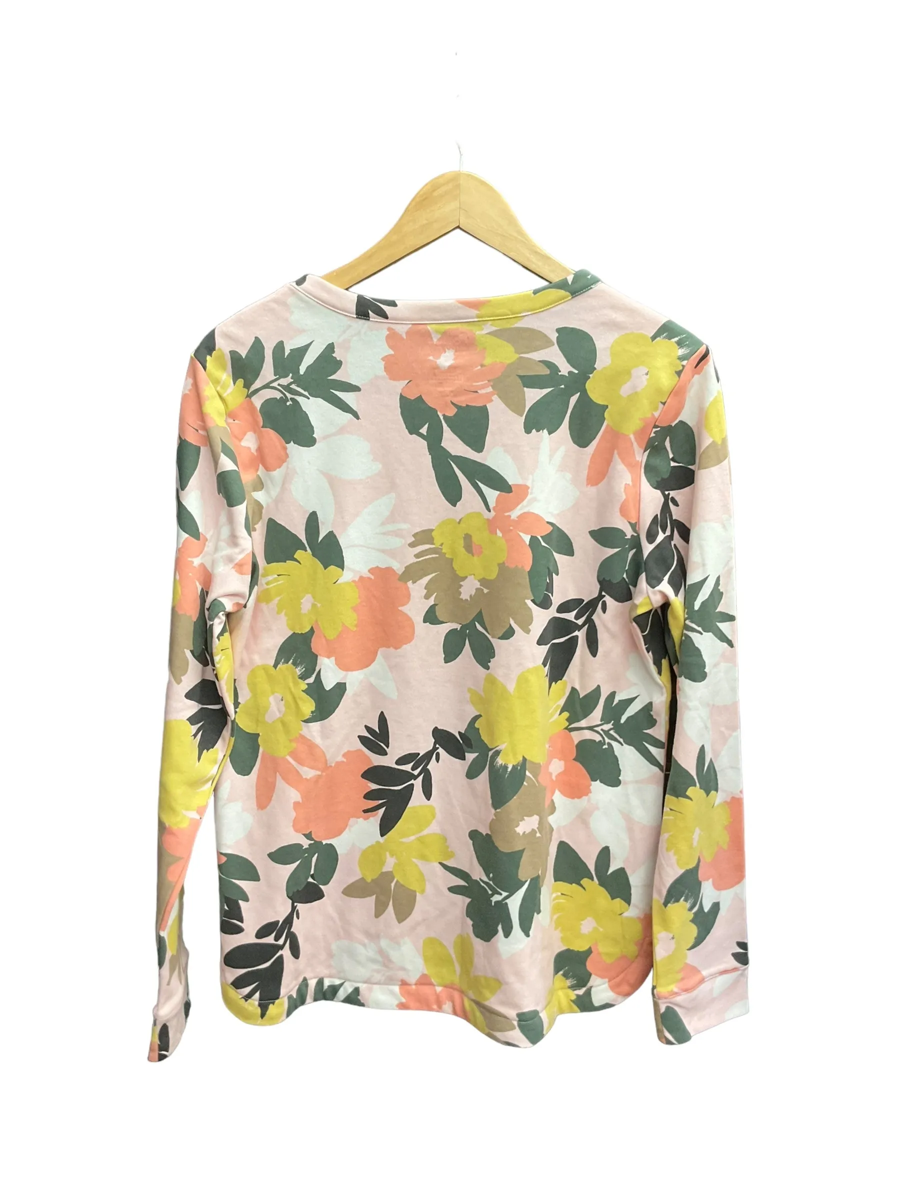 Floral Print Top Long Sleeve Basic Croft And Barrow, Size M