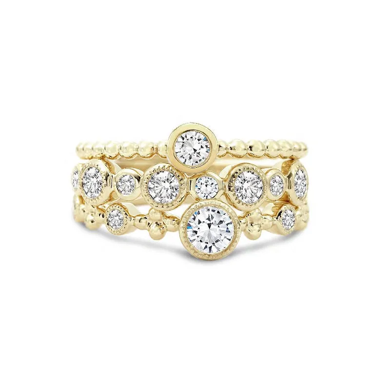 Forevermark Tribute™ Diamond Bead and Bezel Stack Band