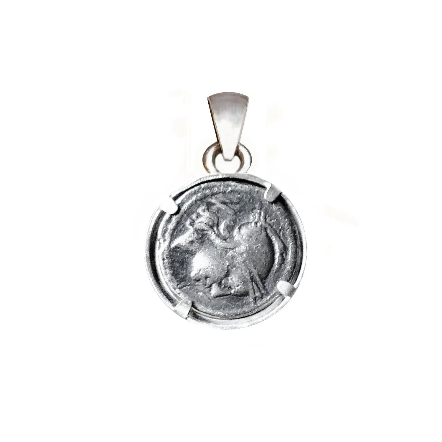 Genuine Roman Silver Coin Pendant depicting Dioscuri Castor and Pollux