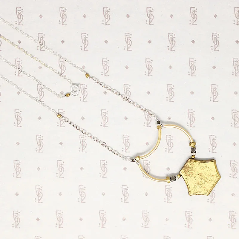 Geometric Vintage Brass Necklace by Brin