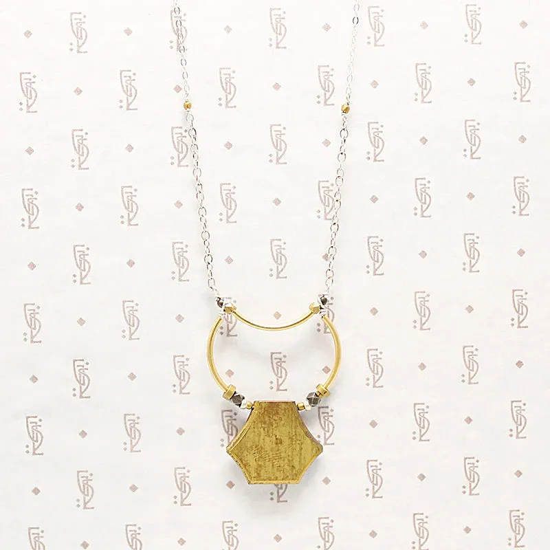 Geometric Vintage Brass Necklace by Brin