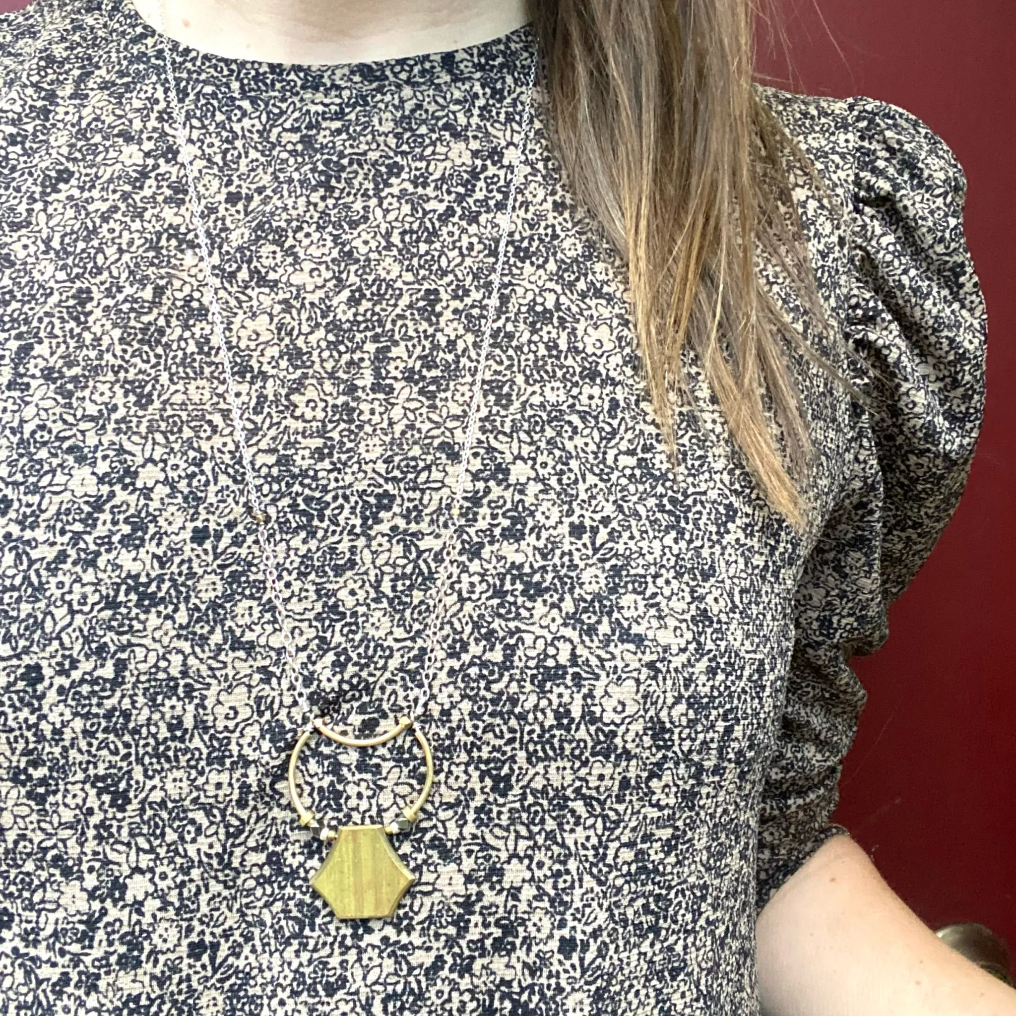 Geometric Vintage Brass Necklace by Brin