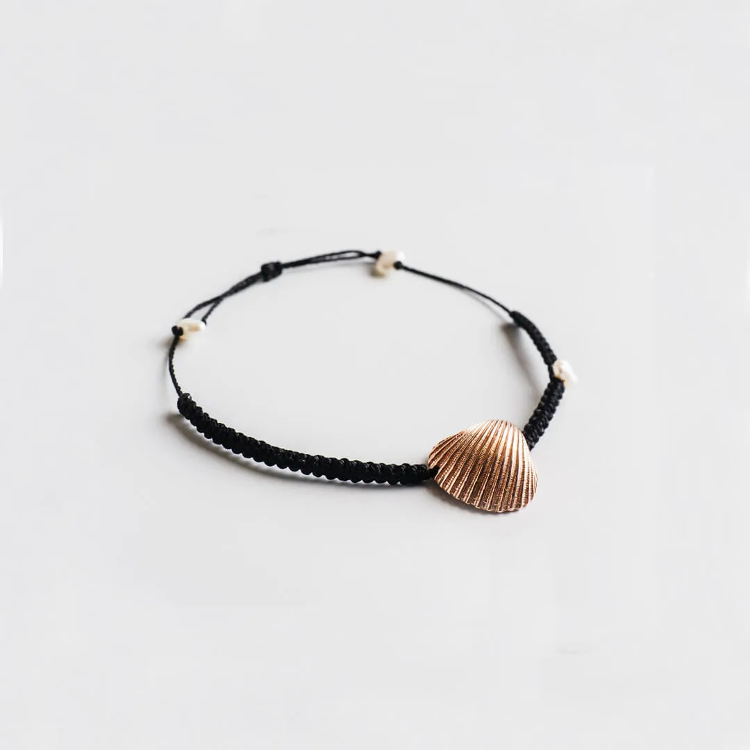 Grande oyster - macrame bracelet - silver 925  - rose gold