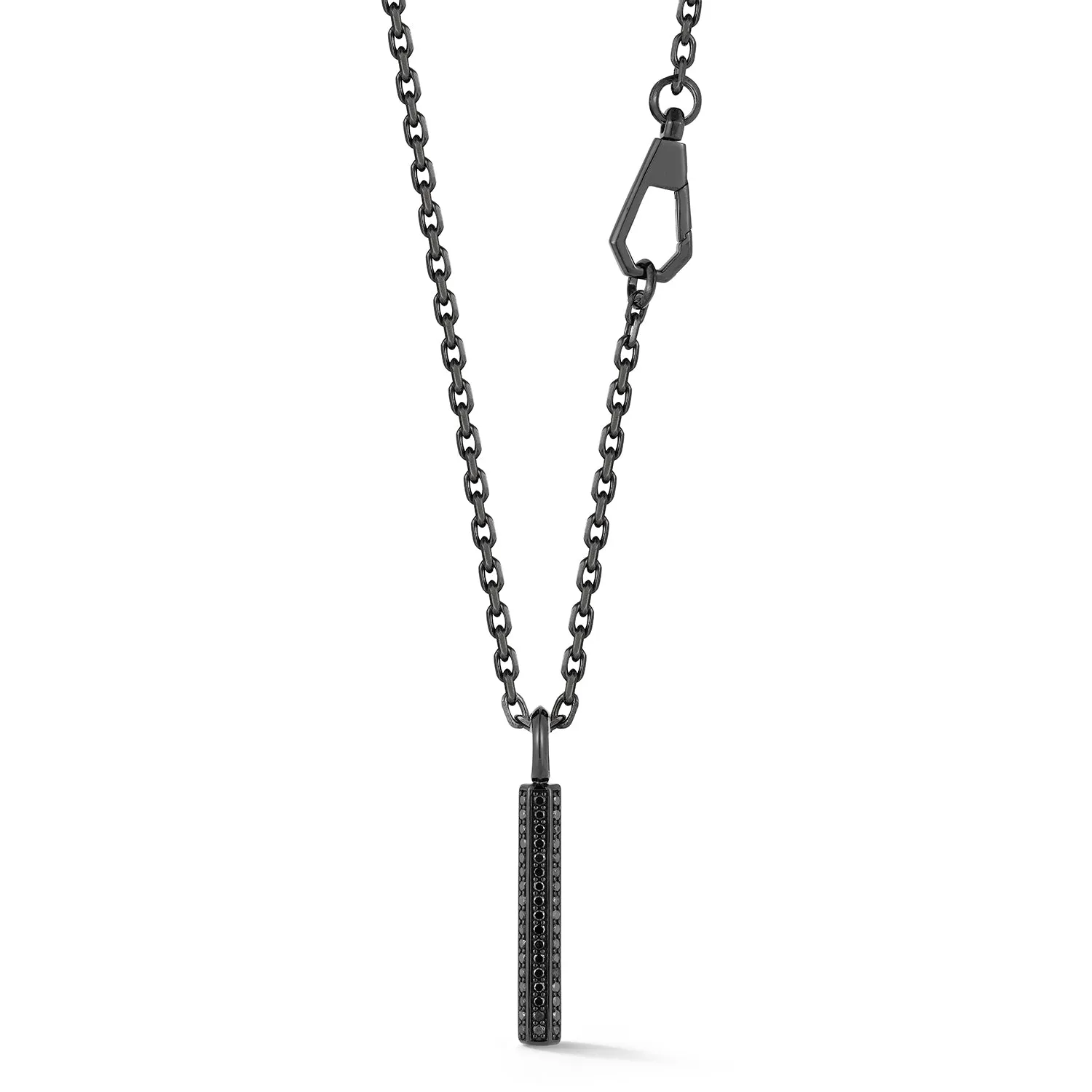 GRANT 18K BLACK GOLD AND DIAMOND HEXAGON BAR PENDANT