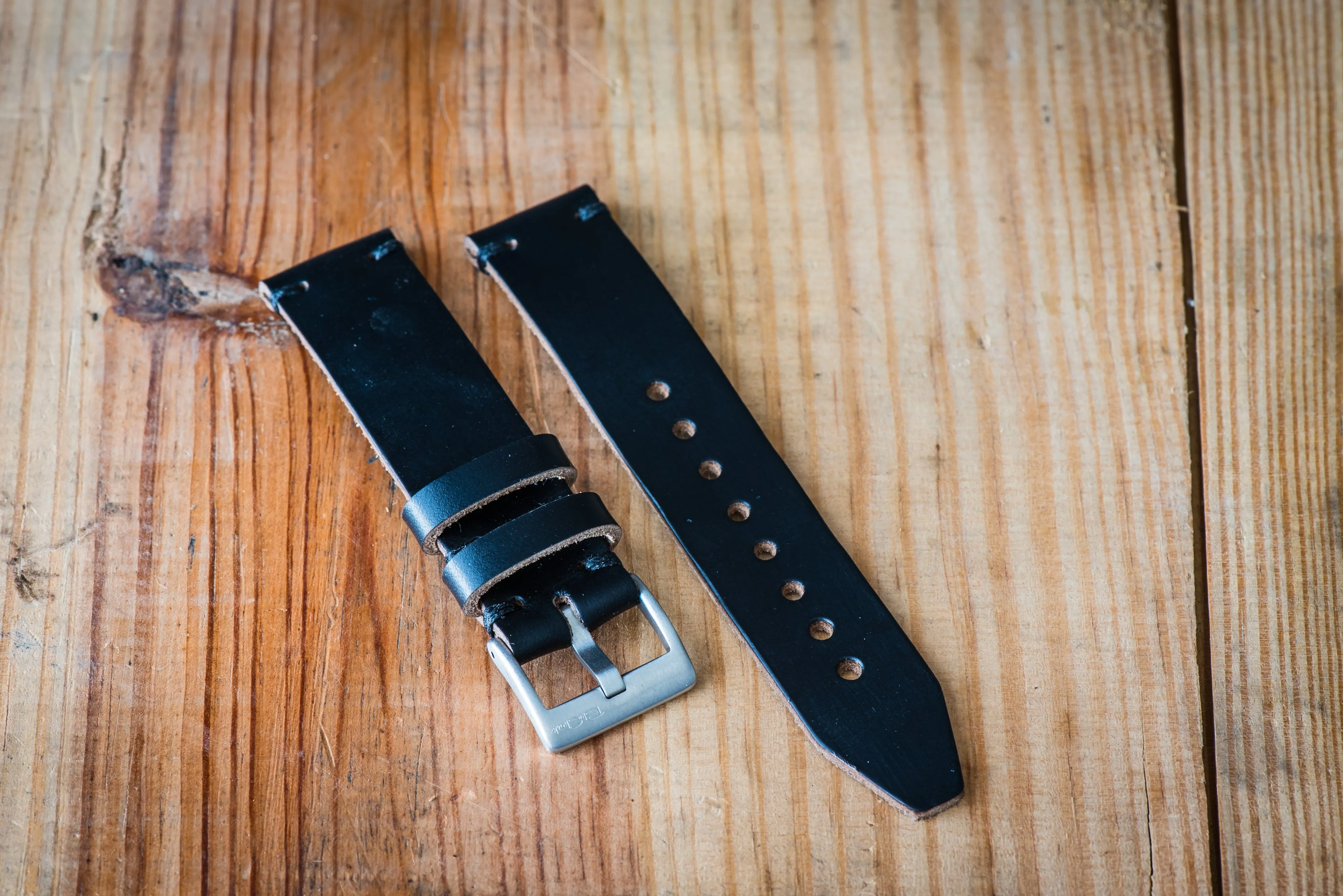 Horween Leather Watch Strap – Handmade in USA – Black