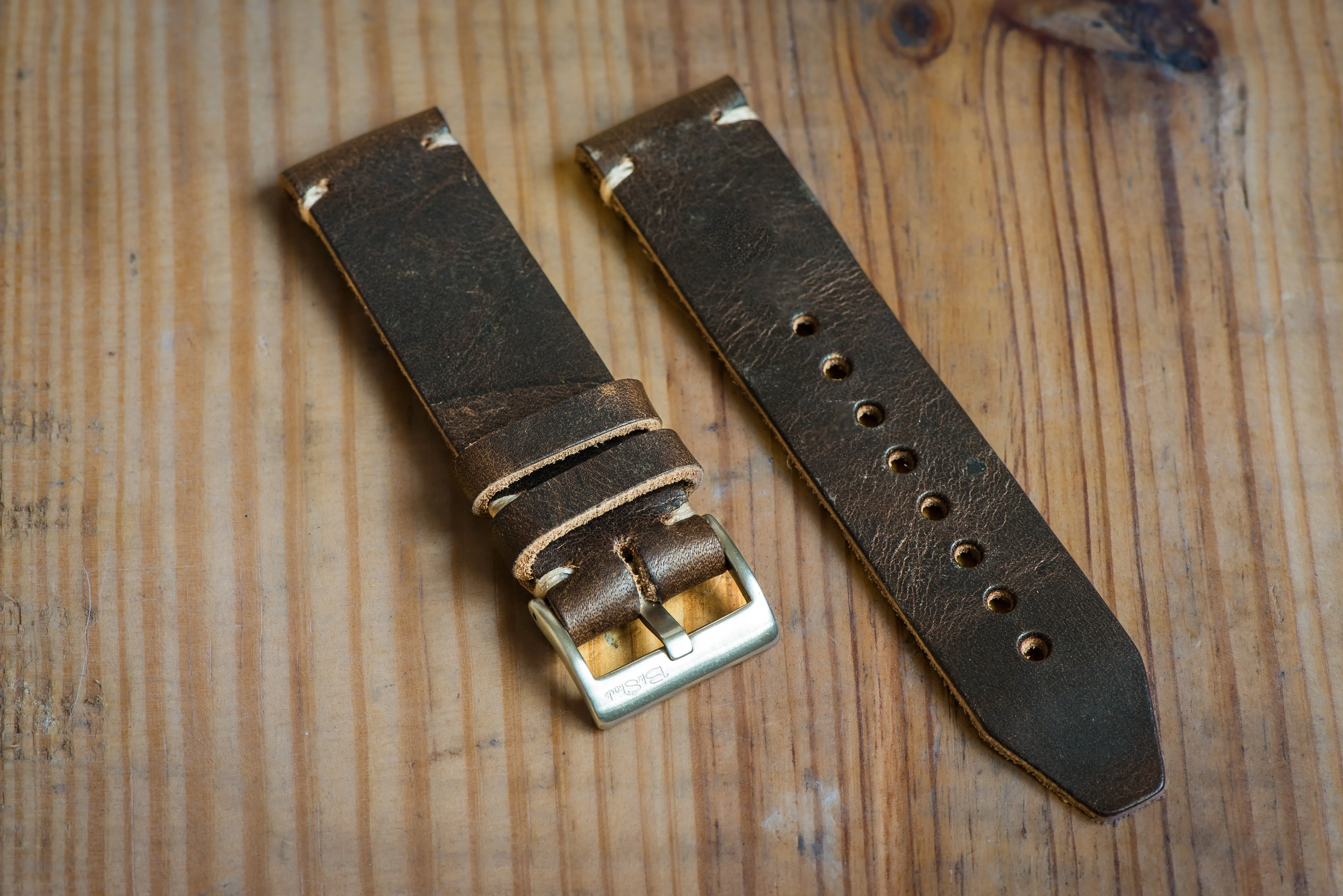 Horween Leather Watch Strap – Handmade in USA – Brown Nut