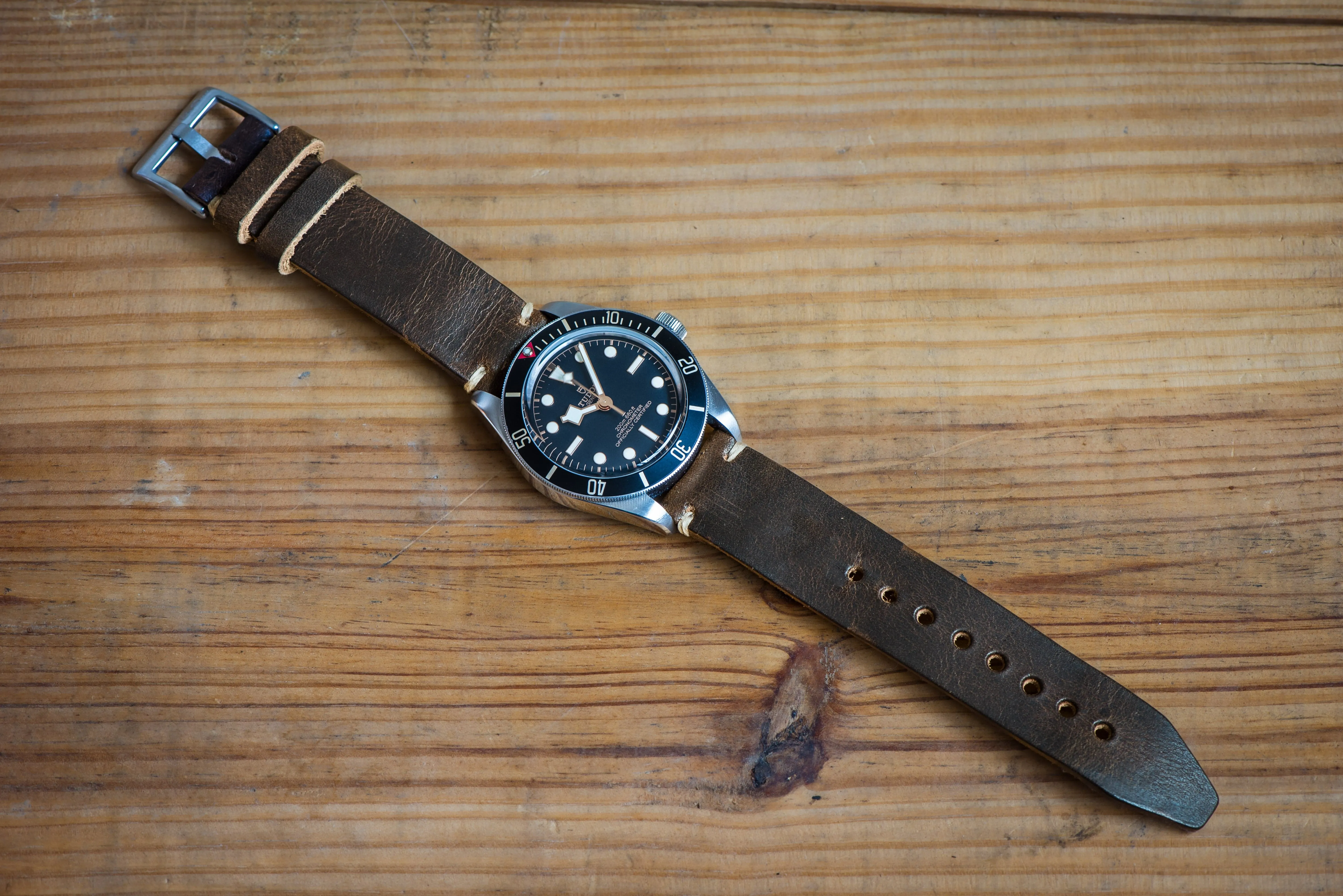 Horween Leather Watch Strap – Handmade in USA – Brown Nut