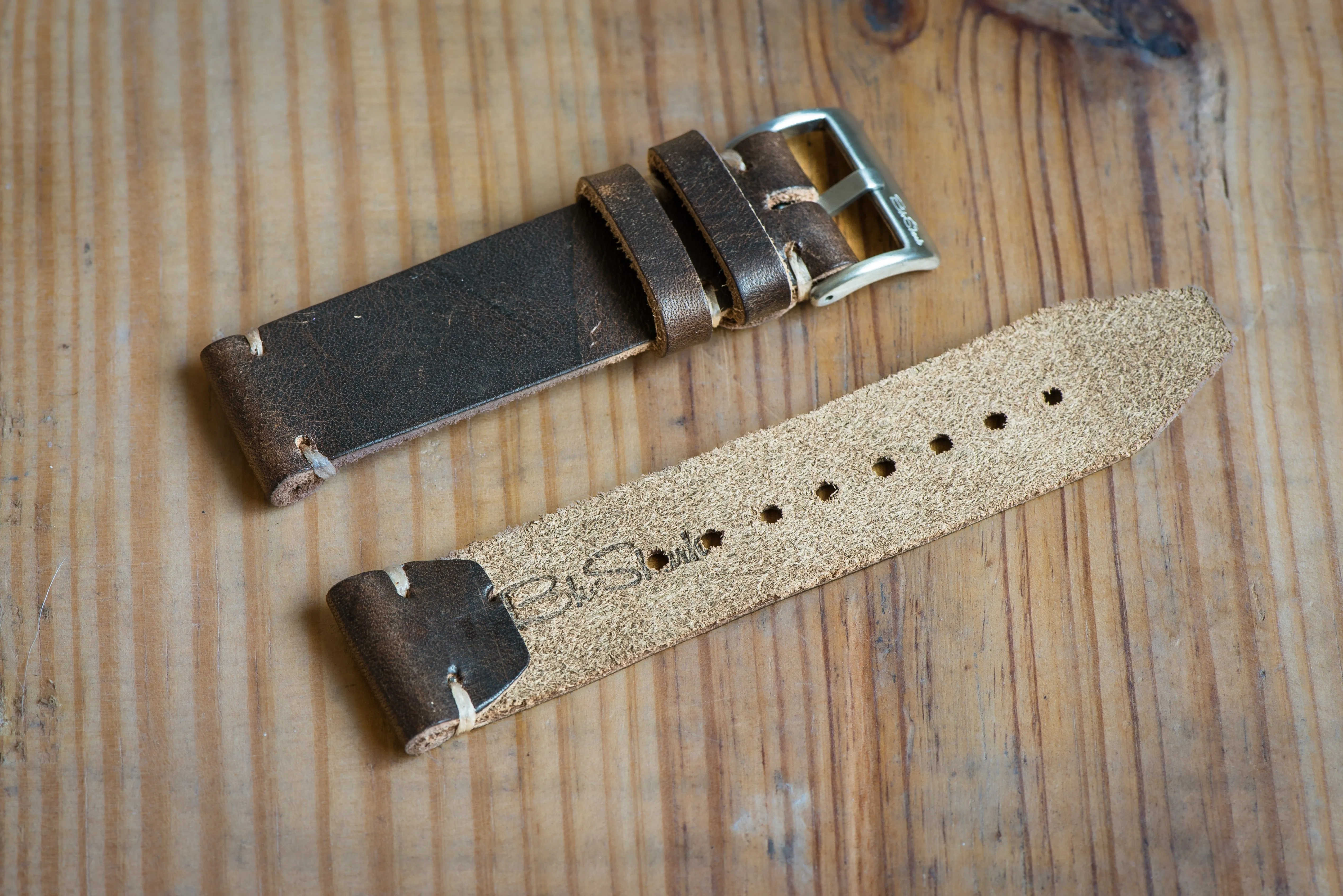 Horween Leather Watch Strap – Handmade in USA – Brown Nut