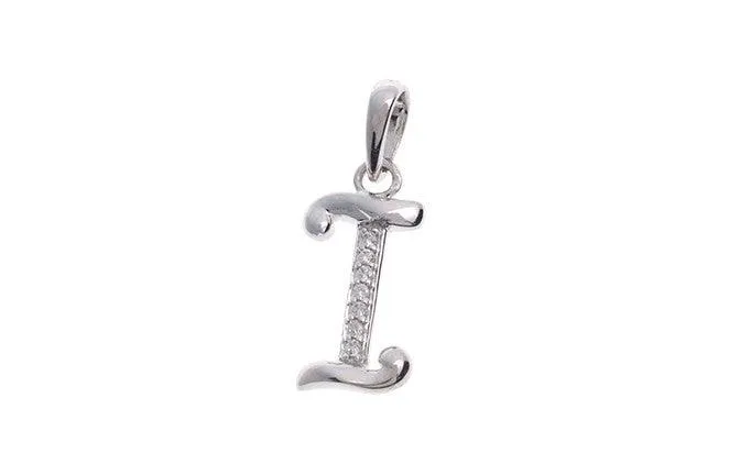 'I' Initial Pendant 18ct White Gold Cubic Zirconia (1.04g) P000I1