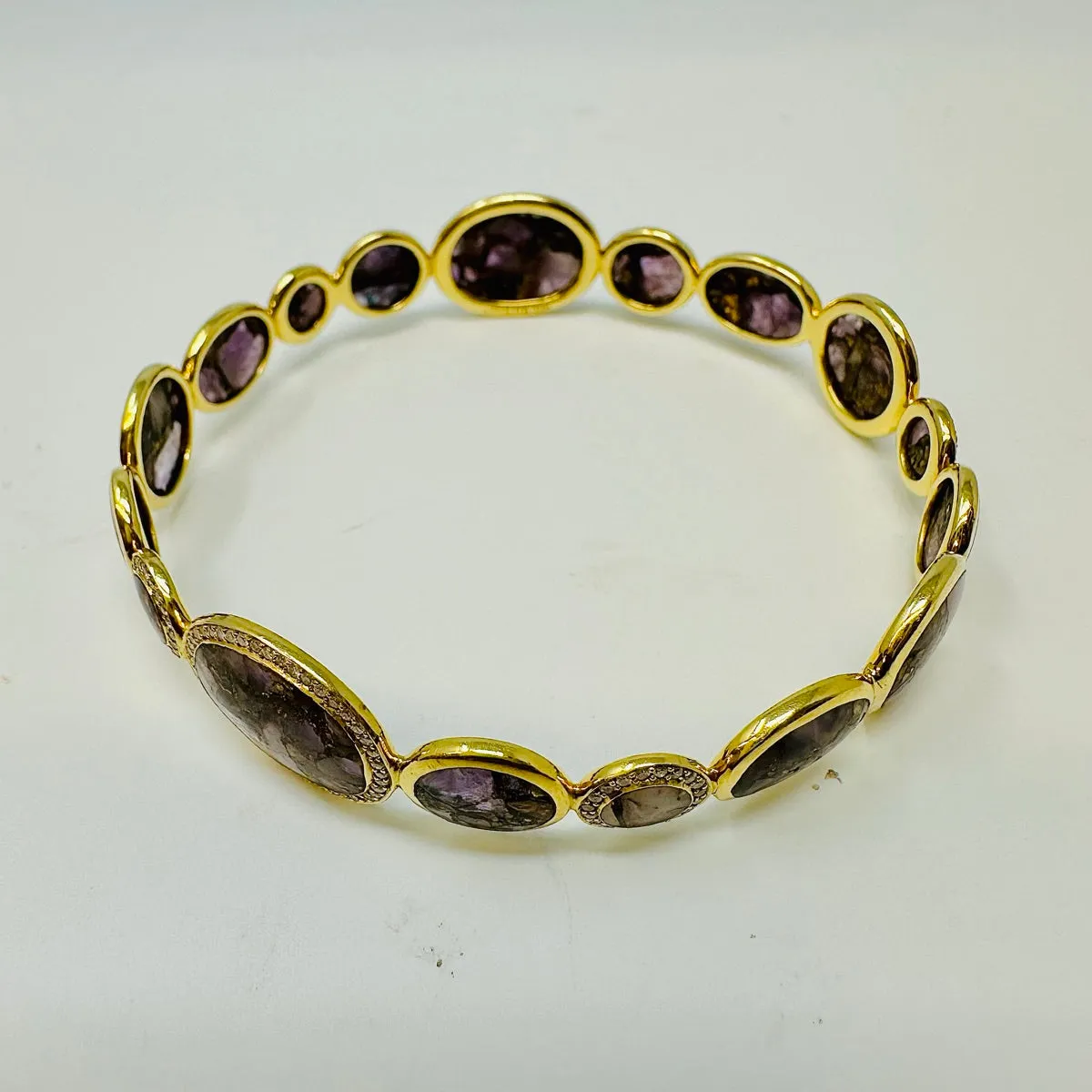 Ippolita 18K Gold Bangle Bracelet with Amethyst and Diamond